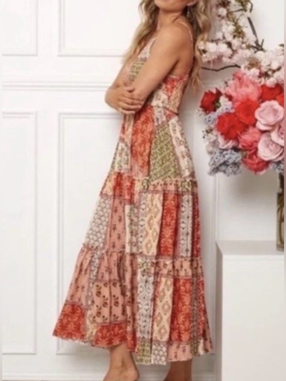 β¨ Anthropologie Abel the Label Gypsiana Patchwork Maxi Dress Size Small - Picture 1 of 12